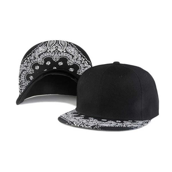 Gorras de béisbol Nueva moda Hombres Mujeres Gorra de béisbol Estampado de flores Sombreros planos Deporte al aire libre Kpop Hip Hop Sólido Negro Tendencia Snapback Gorras EP0236 AA220517