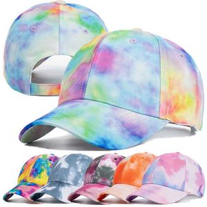 Kogelcaps Nieuwe mode dames tie kleurstof hoed multi -kleuren onregelmatige bedrukte honkbal outdoor straatkleding zomer Q240403