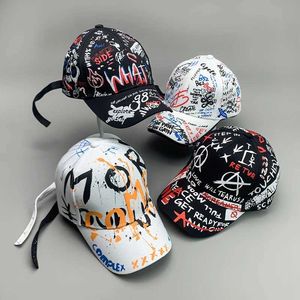 Kogelcaps nieuwe graffiti hiphop kpop mannen dames honkbalhoeden katoen ademende snapback skateboard sport caps volwassen cool streetwear mode t240429