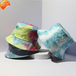 Casquettes de balle Nouveaux hommes et femmes imprimé cravate teint pêcheur chapeau extérieur protection solaire seau graffiti double face bassin lot