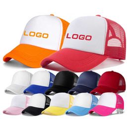 Kogelcaps nieuwe stijl groothandel polyester aangepaste honkbal cap diy print team hoed volwassen zomer dad mesh net trucker hoed voor mannen p230412