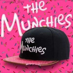 Ball Caps Nieuw THE MUNCHIES Baseball Cap Snacks Roze Snapback Hoed Mannen Vrouwen Volwassen Hip Hop Golf Caps Outdoor Casual Zonnehoeden Gorras BoneY240315