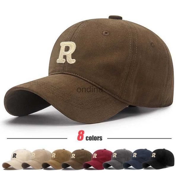 Gorras de béisbol Nueva versión coreana unisex Circunferencia de la cabeza grande Letra R tridimensional Espina de algodón Gorra de béisbol bordada tridimensional YQ240117