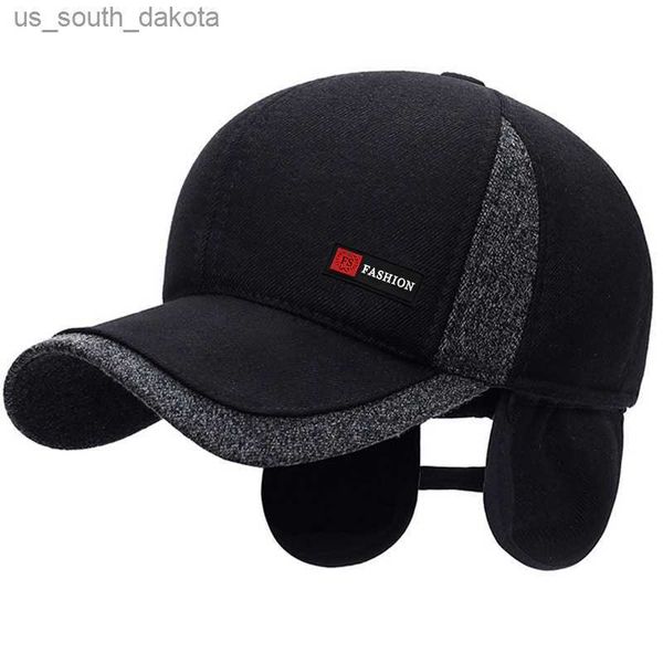 Gorras de béisbol New Winter Dad Hats Gorra de béisbol para hombres Espesar Algodón Warm Snapback Caps para hombres Protección auditiva a prueba de viento con orejeras Hat L230523