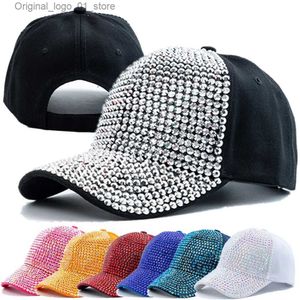 Kogelcaps nieuwe dames diamant ingelegde hoed eenvoudige gewone honkbalhoed verstelbare casual outdoor straatkleding modehoed Q240408