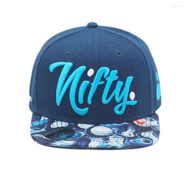 Gorras de bola Nifty Snapback Cap Burbujas Azul Sombrero de béisbol Puff Bordado Alemán Coche Calture Inspirado Street Style Headwear