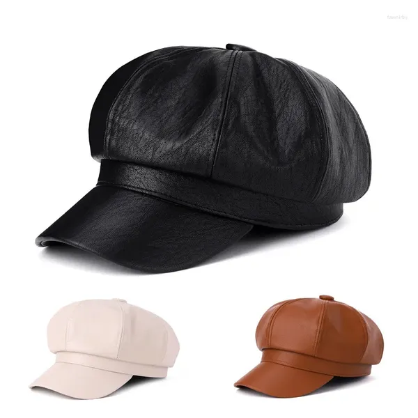 Caps à balle mode octogonale et beaux vêtements pour femmes béret coréen saisonpuretro cuir chapeau de baseball casquette