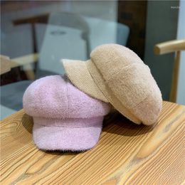 Kogelcaps achthoekige hoed honkbal pet voor vrouwen limiet solide kleur warm verstelbare pompoen baret bergbekleding outdoor chapeau