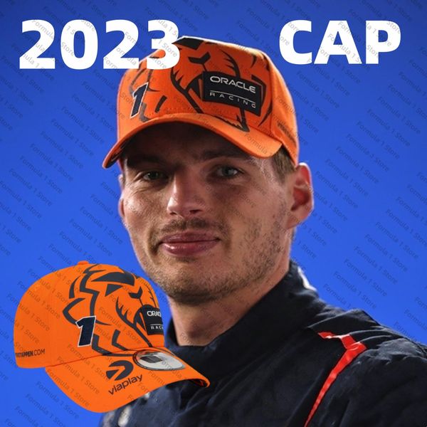 Gorras de bola Oficial de alta calidad Color rojo Bull Team Max Verstappen Orange Lion Driver Cap Hat Accesorios 230727