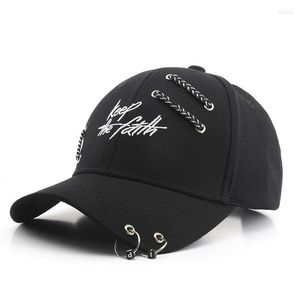 Casquettes de balle en plein air hommes femmes Punk Hip Hop casquette de Baseball corée élégant papa chapeau chaîne anneau Snapback chapeaux Sport