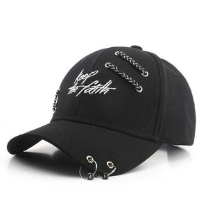 Casquettes de baseball en plein air hommes femmes punk hip hop casquette de baseball nouvelle Corée élégant papa chapeau chaîne anneau snapback chapeaux Sport chapeau R230220