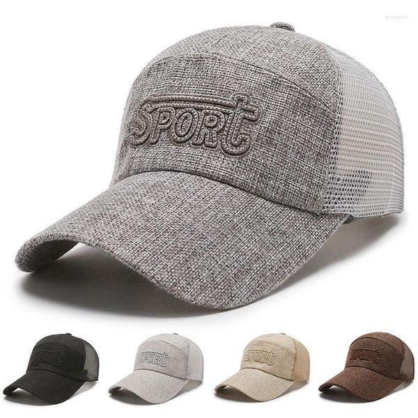 Gorras de bola Deporte al aire libre Correr para béisbol Hombres Mujeres Lino Bordado Malla Sombrero Ajustable Casual Sombrilla Four Seasons Regalo