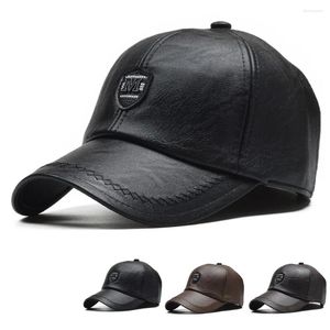 Casquettes de balle Sports de plein air en cuir Baseball décontracté automne hiver chapeaux thermiques réglables Snapback hommes femmes