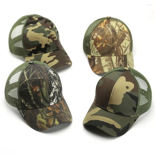 Casquettes de balle en plein air visière chapeau Camouflage Camping réglable chasse randonnée Camouflage casquette de Baseball maille Snapback camionneur chapeaux