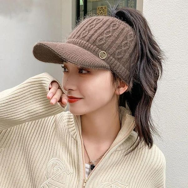 Gorros de pelota para exteriores, sombreros a prueba de viento para mujer, deportes de otoño e invierno, tapa vacía, gorra de béisbol cálida tejida para mujer, sombrero para correr y Golf