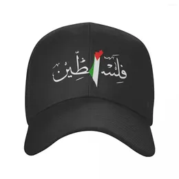 Ball Caps Palestine Nom de calligraphie arabe avec cartographie du drapeau palestinien Baseball capuchon hip hop hommes femmes ajusté papa chapeau d'été chapeaux
