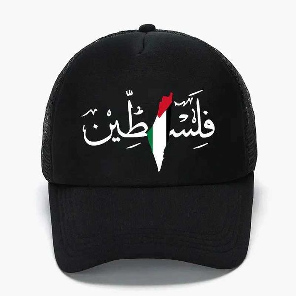 Ball Caps Palestinien Arabe Calligraphie Nom et cartographie du drapeau palestinien Chapeur de camion adulte de baseball extérieur chapeau unisexe chapeau H240504
