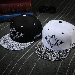 Kogelcaps pentagram borduurwerk platte top hiphop hoed katoen unisex honkbal pet buiten stoten hoeden sport mode capsbal