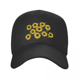 Ball Caps personnalisés esthétique de tournesol esthétique Capuche de baseball Protection du soleil Femmes Fleurs ajustées pour hommes Floral papa Summer