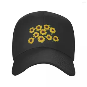 Ball Caps personnalisés esthétique de tournesol esthétique Capuche de baseball Protection du soleil Femmes Fleurs ajustées pour hommes Floral papa Summer