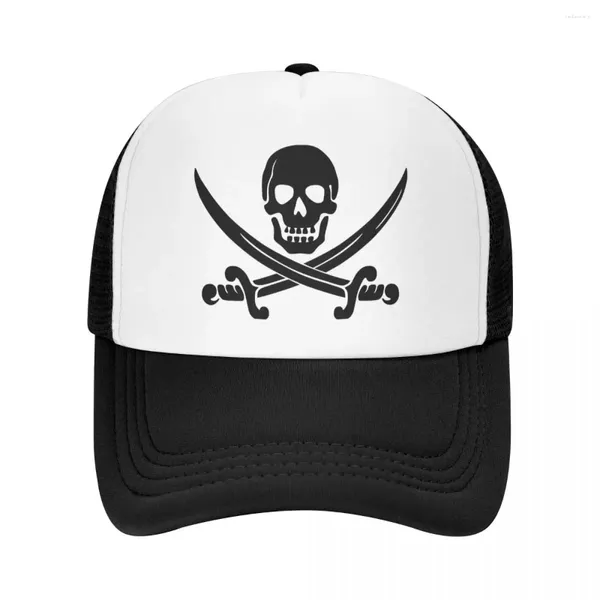 Gorras de bola Bandera pirata personalizada Jolly Roger Skull Gorra de béisbol Mujeres Hombres Transpirable Trucker Hat Streetwear Snapback Sombreros de verano