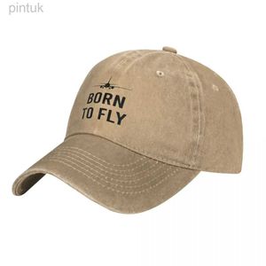 Ball Caps Pilot Baseball Cap Born To Fly Tennis Skate Groothandel Gewassen Trucker Hat Mannen Vrouwen y2k Leuke Aangepaste Baseball Caps 24327