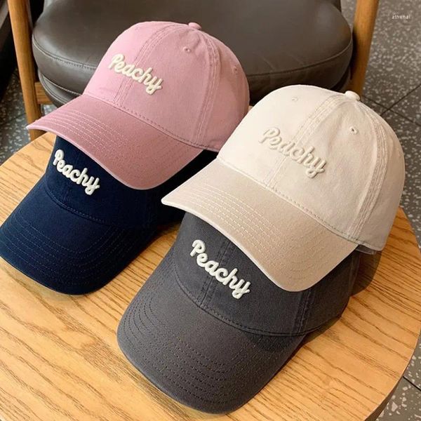 Ball Caps Pink Letter Baseball Cap Femmes coréennes style Snapback chapeau Summer Summer Ajustement Coton Femme Dad Casquette