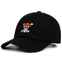 Ball Caps Piraat Vlag Papa Hoed Japanse Anime 100% Katoen borduurwerk Baseball Cap Unisex Mode outdoor vrijetijdsbesteding caps 230828