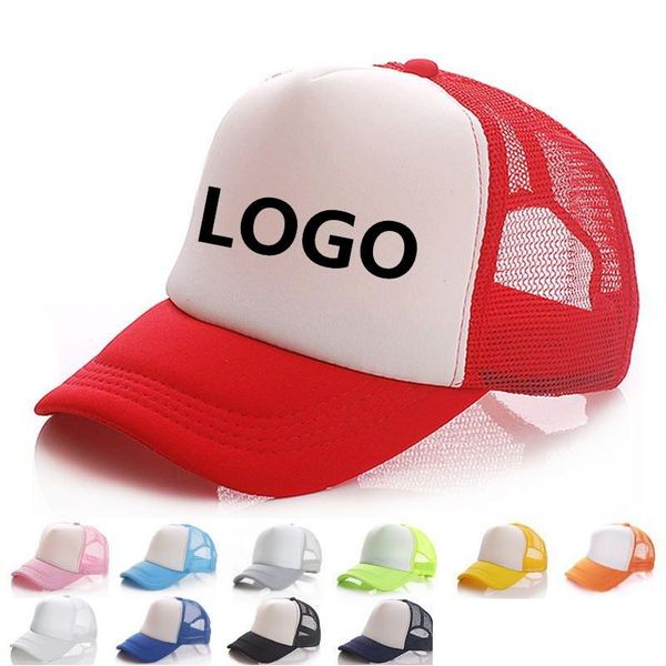 Casquettes de baseball Chapeaux de camionneur uni pour Adts Hommes Femmes Impression personnalisée Logo de broderie 5 panneaux Casquette de maille d'été vierge réglable Snapback Spo Dhn60