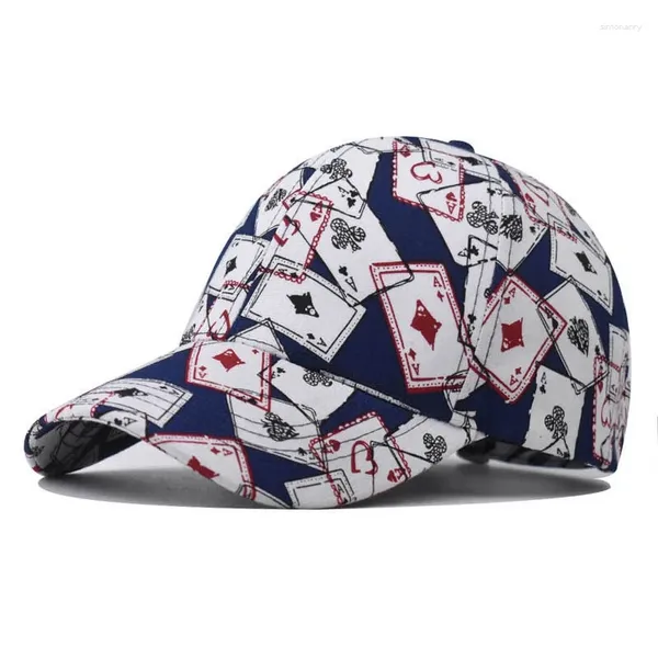 Gorras de bola Impresión de póquer Ajustable Hip Hop Hombres Protección solar Gorra de béisbol Sombra Al aire libre Primavera Otoño Unisex Papá Sombrero Snapback