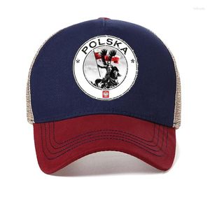 Ball Caps Polen Flag Graphic Mens Baseball Cap 3D Gedrukte Zomer Casual Polska Husarz Hat Cool Mesh Trucker Hoeden