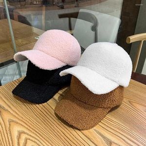 Ball Caps Polyester Baseball Cap Women Windproof Plush For Men Fuzzy Curved Brim Warm Hat With Uv
