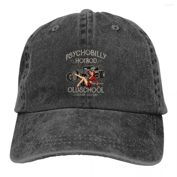 Ball Caps Psychobilly Rod Old School Baseball Cap Men de chapeau Visor Protection Visor Snapback Pin Up Girl
