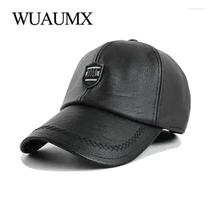 Caps à balle PU Pu Leather Baseball Cap pour hommes Automne Winter Oree Volde Hat Colorat