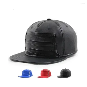 Casquettes de baseball Chapeau en cuir PU Trois fermetures à glissière Noir Plat Hip Hop Mode Hommes et femmes
