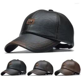 Ball Caps Pu Leather Letter Label Baseball Spring And Autumn Outdoor Adjustable Casual Hats Sunscreen Hat