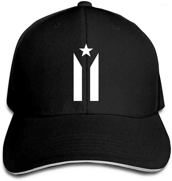 Casquettes de baseball Porto Rico Noir Blanc Drapeau de protestation Femmes/Hommes Casquette Sandwich à visière réglable Chapeau Hip Hop