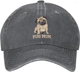 Ball Caps Pug Mom Dog Womens Denim Baseball Cap Camilier Camilier pour femmes Unisexe