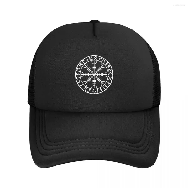 Casquettes de baseball Punk Norse Viking Rune Amulette Casquette de baseball pour hommes femmes respirant islandais Vegvisir Boussole Chapeau de camionneur Protection solaire