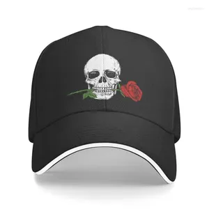 Ball Caps Punk Unisex Rose Skull Baseball Cap Volwassen Skelet Verstelbare Vader Hoed Mannen Vrouwen Hip Hop