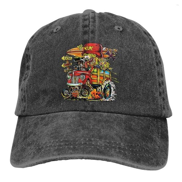 Gorras de bola Color puro Sombreros de papá Sombrero de mujer rojo Visera para el sol Gorra de béisbol Rat Fink