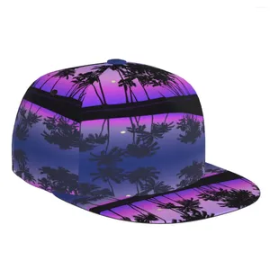Capes de balle violepr ciel palmiers 3d imprimé capuchon de baseball chatol décontracté chapeau de mode de style ethnique élégant.
