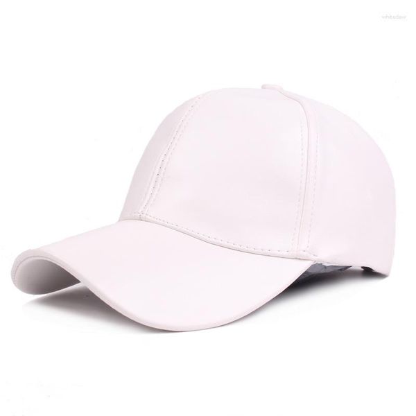 Gorras de bola QBHAT Hombres Mujeres 6 Panel Deportes Faux Cuero Gorra de béisbol Ajustable ala larga Protección solar Sombrero Viaje Peaked Wholesale