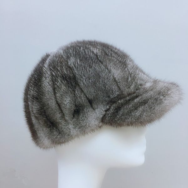 Gorras de bola Real Mink Fur Hombres Sombrero plano Mujeres Invierno Cálido Gris Gorra de béisbol Ed Street Hip Hop para damas H4 230831