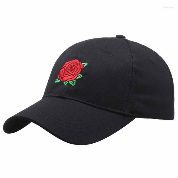 Casquettes de baseball Chapeau de papa rose rouge brodé casquette de baseball noire pour femmes hommes streetwear taille réglable 58 cm