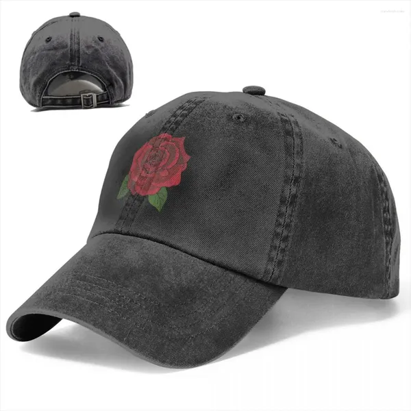 Gorras de bola Red Rose Denim Gorra de béisbol Día de San Valentín Regalo Gimnasio Trucker Hat Summer Drop Pareja Logotipo de moda