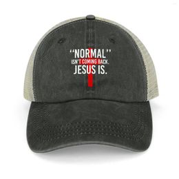Ball Caps Religieus Kruis Normaal komt niet terug, maar Jezus is - Faith Cowboy Hat Fashion Beach Woman Men's