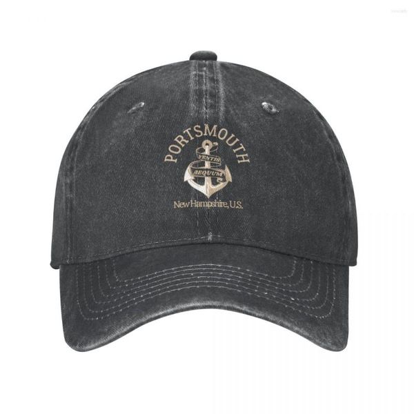 Gorras de béisbol Retro Anchor Portsmouth Hampshire U.S. Tan Text- Estilo vintage Vela / Sombrero de vaquero náutico Sombreros de fiesta Hombre Mujer