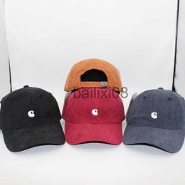 Ball Caps Retro Corduroy Baseball Cap Merk Tooling Hard-top Pet Reizen Zonnebrandcrème Zonnescherm Cap met gebogen rand Hoed Maat Stijl Artikeltype J230807