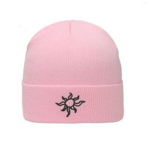 Gorras de bola Retro Sol Bordado Gorros para hombres Mujeres Otoño Invierno Gorros de punto con puños Moda Streetwear Hip Hop Unisex